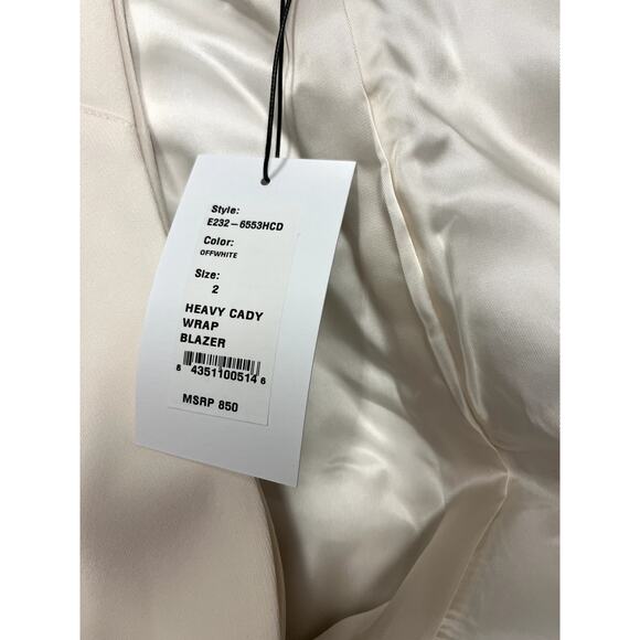 3.1 PHILIP LIM $850 Ivory Heavy Cady Wrap V-Neck Belted Blazer Jacket Size 2 - Picture 5 of 7